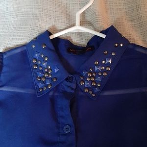 Material Girl sheer blouse with studs